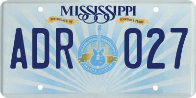 MS license plate ADR027