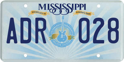 MS license plate ADR028
