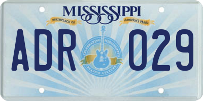 MS license plate ADR029