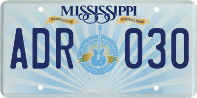 MS license plate ADR030