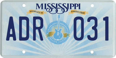 MS license plate ADR031