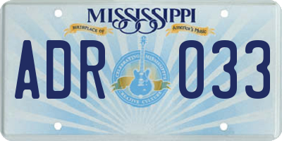 MS license plate ADR033