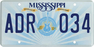 MS license plate ADR034