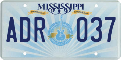 MS license plate ADR037
