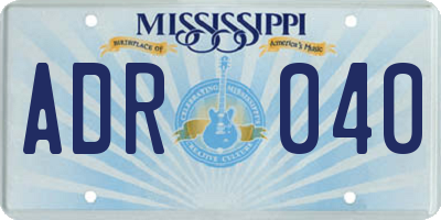 MS license plate ADR040