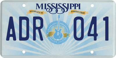 MS license plate ADR041