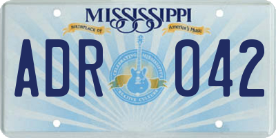 MS license plate ADR042