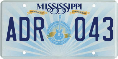 MS license plate ADR043