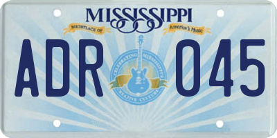 MS license plate ADR045