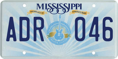 MS license plate ADR046