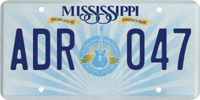 MS license plate ADR047