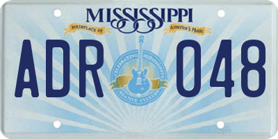 MS license plate ADR048