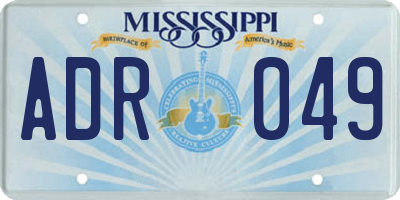 MS license plate ADR049