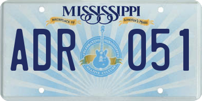 MS license plate ADR051