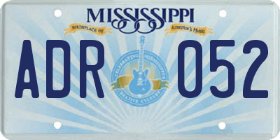 MS license plate ADR052