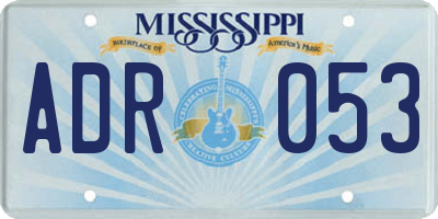 MS license plate ADR053