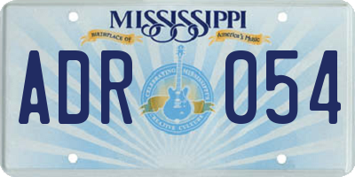 MS license plate ADR054