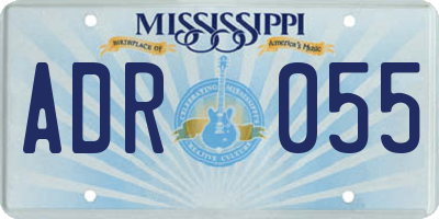 MS license plate ADR055