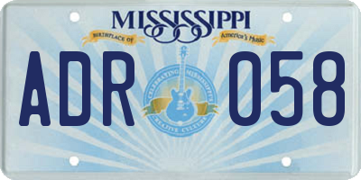 MS license plate ADR058