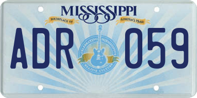 MS license plate ADR059