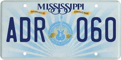 MS license plate ADR060