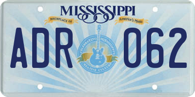 MS license plate ADR062