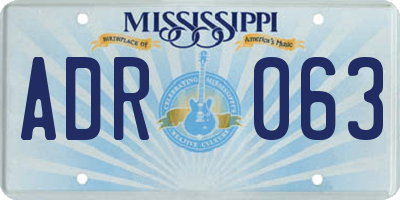 MS license plate ADR063