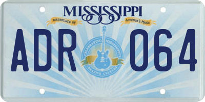 MS license plate ADR064