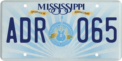 MS license plate ADR065