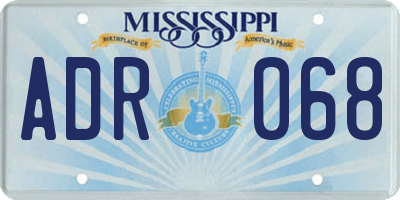 MS license plate ADR068