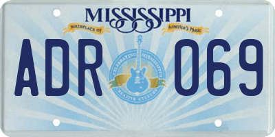 MS license plate ADR069