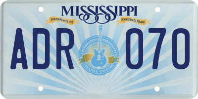 MS license plate ADR070
