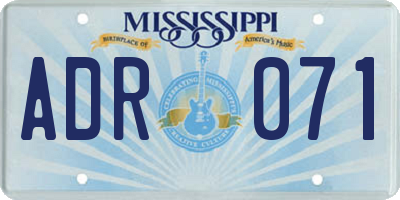 MS license plate ADR071