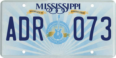 MS license plate ADR073