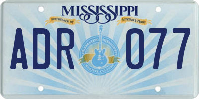 MS license plate ADR077