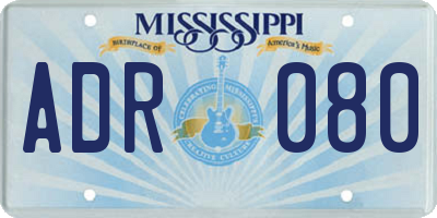 MS license plate ADR080