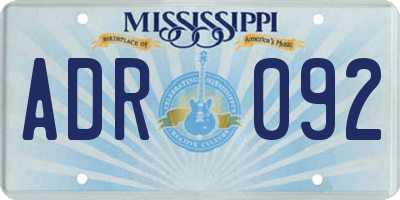 MS license plate ADR092