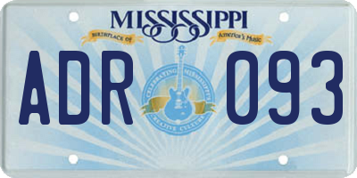 MS license plate ADR093