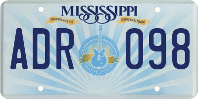 MS license plate ADR098