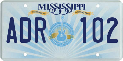 MS license plate ADR102