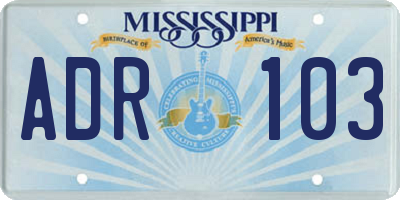 MS license plate ADR103