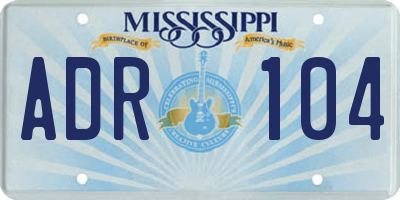 MS license plate ADR104