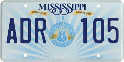 MS license plate ADR105