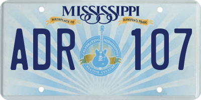 MS license plate ADR107