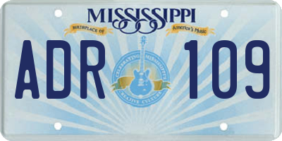 MS license plate ADR109