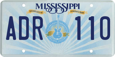 MS license plate ADR110