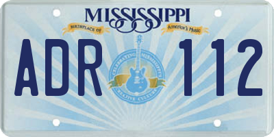 MS license plate ADR112