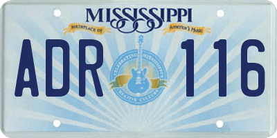 MS license plate ADR116