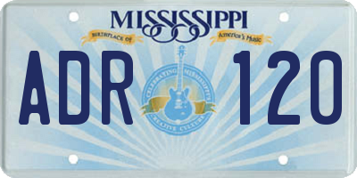 MS license plate ADR120