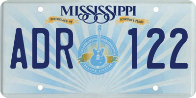 MS license plate ADR122